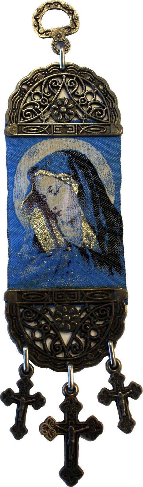Mercado de Tierra Santa Tapiz Colgante de La Santísima Madre María - con Impresión Térmica en Tela Sintética Decorada - Estilo II (8 x 2 Pulgadas)