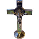 Holy Land Market Saint Benedict Small Crucifix with Sticker for Car or Table (3 inches)