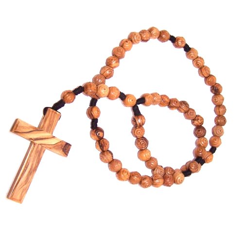 Long Round carved 12mm Beads Holy Rosary (51cm or 20 inches) - very strong Ro...