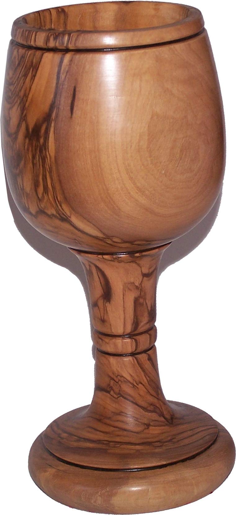 Holy Land Market Goblet - Chalice - Dark Olive Wood (8 Inches Large) - Cup (5.5 Ounces Capacity)