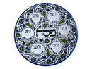 Green and Blue Flowers - Passover SEDER Plate - Jewish Dish Armenian Ceramic Hebrew Israel Judaica Gift