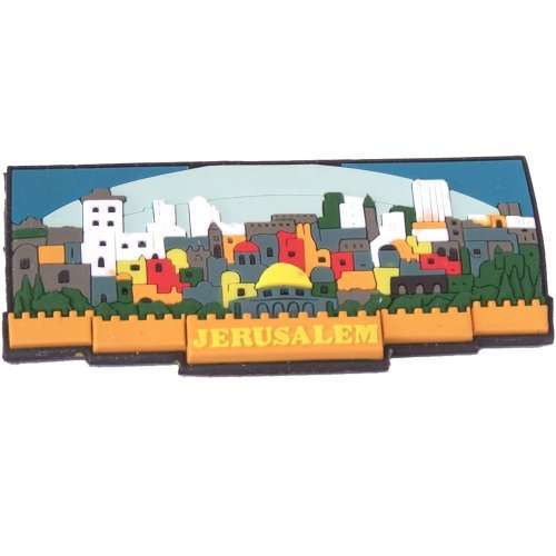 Vista o panorama de Jerusalén - imán colorido en 3D