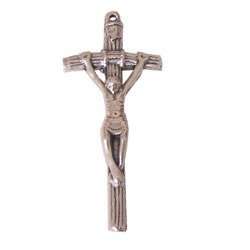 Crucifijo de rosario de estaño de 51x25 mm - Crucifijo Papal (2.2x1")