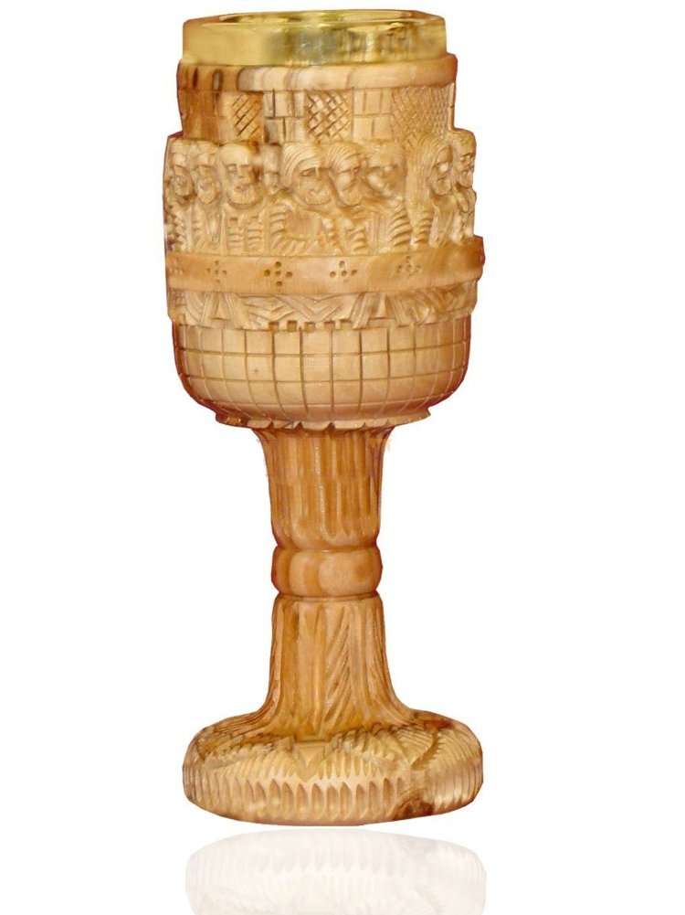 Holy Land Market Hand carved Last Supper Goblet or Cup - 9 Inches high