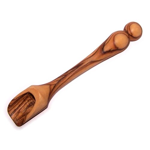 Handcrafted Olive Wood Salt Spoon or Scoop/Shovel - Small and Long (Length 4.8 Inches Long) - Asfour Outlet Trademark
