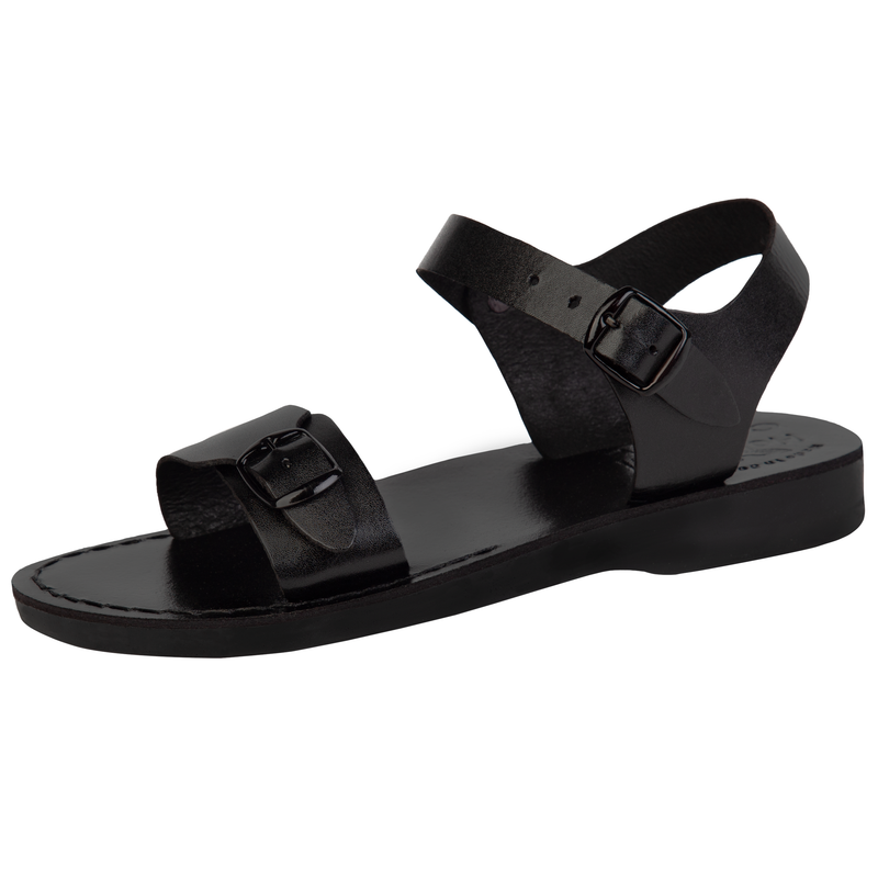 Holy Land Market Unisex Adults/Children Genuine Leather Biblical Sandals/Flip Flops/Slides/Slippers (Jesus - Yashua) Jerusalem Black Style