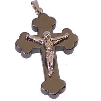Crucifijo/Colgante de rosario de hematita - Estilo ortodoxo o bizantino oriental (3.5.