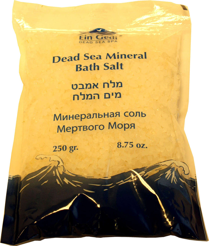 Ein Gedi Dead Sea mineral bath salt in white, 250 gram pack