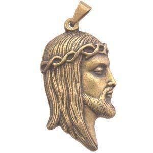 Face with Crown of Thorns medal - Large - Bronze (4cm-1.6")