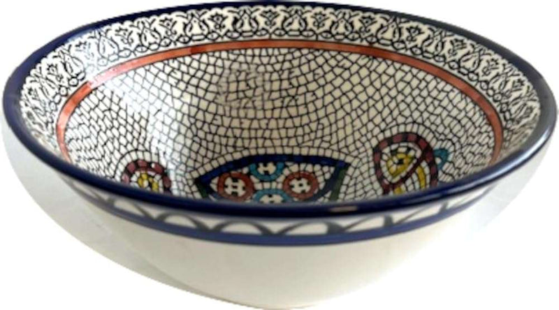 Holy Land Market Tabgha or Fish and Bread Multiplication Miracle Armenian Ceramic Deep Bowl - Large (9.5 inches or 24cm in Diameter)