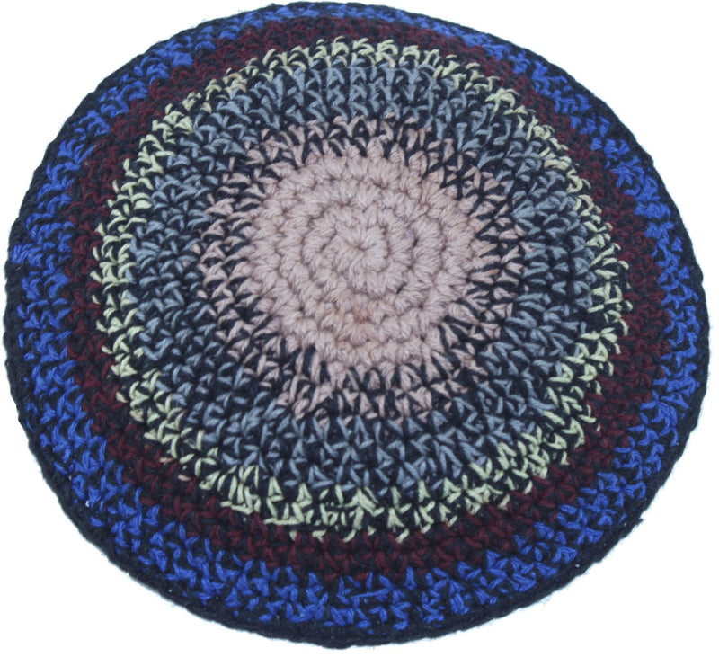 Holy Land Market Colorful, 17cm DMC 100% Knitted Cotton Kippah Torah Yarmulke Skullcap Jewish