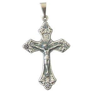 Vine crucifix - Pewter (3.5cm or 1.4") - small