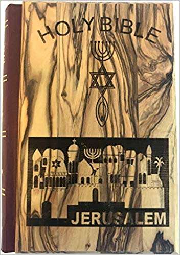 Biblia de Jerusalén, Cubierta de Madera de Olivo tallada con el Sello Mesiánico - signo elaborado (Inglés, 1094 páginas) [Encuadernación Desconocida]