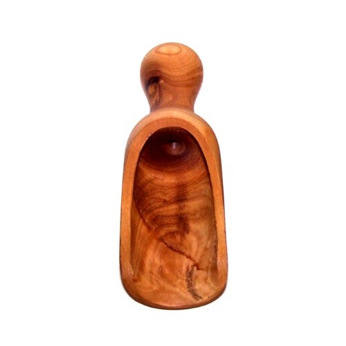 Handcrafted Olive Wood Salt Spoon or Scoop - Standard Size (Length 4.8") - Asfour Outlet Trademark