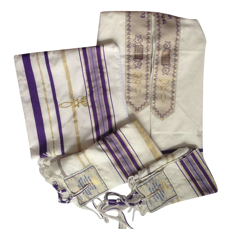 Combo ROYAL BLUE Yeshua Messianic Tallit Prayer Shawl & Cloth Talit Zipper Bag e Combo ROYAL BLUE Yeshua Messianic Tallit Prayer Shawl & Cloth Talit Zipper Bag e