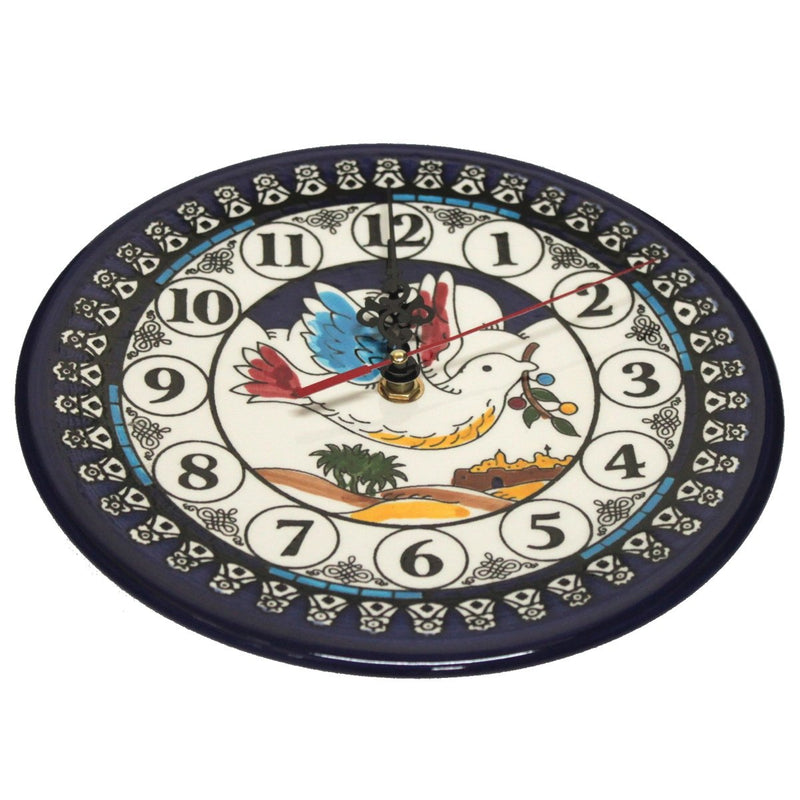 Peace - Shalom - Salam Dove Wall Clock - Large (8.8 inches or 22 cm) - Asfour Outlet Trademark
