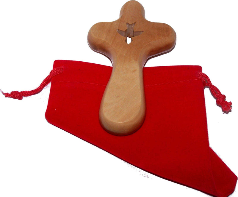 Mercado de Tierra Santa paquete de cruz del Espíritu Santo El Consolador. Viene con caja de regalo, bolsa de terciopelo y tarjeta de la oración del Señor - Cruz de 3"
