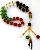 Holy Land Market Palestine Flag Heavy Glass Beads with Flag as Shown - Masbaha with Flag (12 Inches) (Gold)