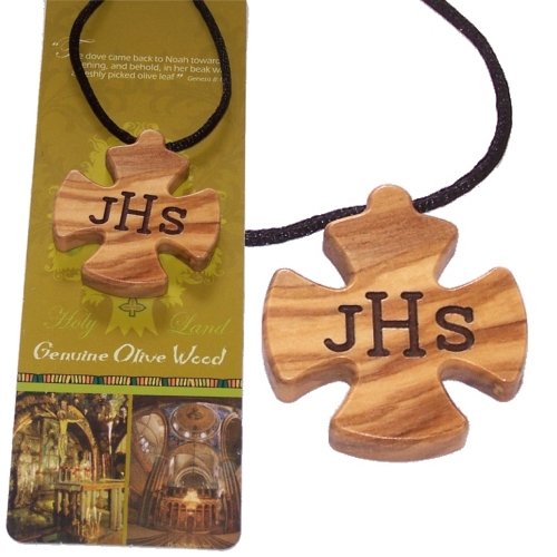 Jesus Christ Order olive wood extra-Smoothed necklace ( 1.6 inches or 4 cm) - Necklace length is adjustable