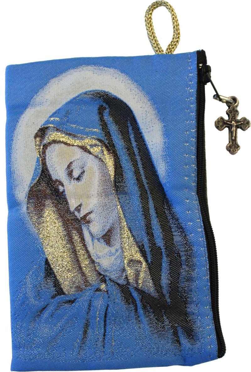 Bolso tapiz de la Madre Bendita María del Mercado de Tierra Santa - con impresión térmica en tela sintética decorada - Estilo II (6.25 x 3.75 pulgadas)
