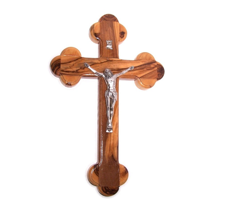 Holy Land Market Olive Wood Cross The Cross of the Fourteen Stations W/crucifix (7" h)
