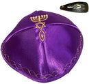 Holy Land Market Satin Kippah with Messianic Sign Embroidered