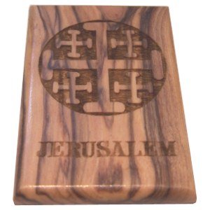 Holy Land Market Jerusalem Cross Magnet - Olive Wood (6x4 cm or 2.4x1.6)