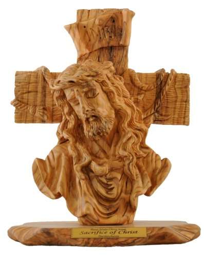 Mercado de Tierra Santa Sacrificio de Cristo Nuestro Señor - Estatua de madera de olivo - Calidad de museo (23x18cm o 9.3 pulgadas de alto)