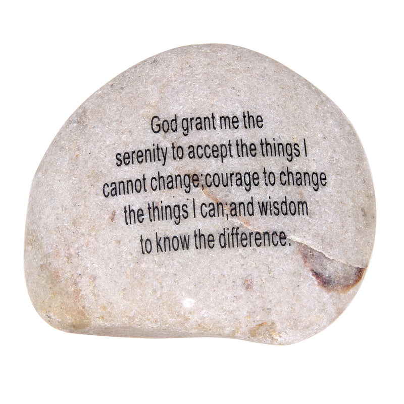 Extra Large Engraved Inspirational Serenity Prayer and Cross Double Sides Engraved Stone (4-4.5 Inches) from The Holy Land