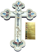Jesus Savior Cross Filled with firy Reddish Carnelian semi Precious Stones from The Holy Land