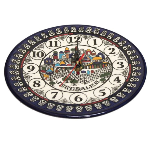 Reloj de pared de cerámica de Jerusalén - Mediano (8.8 pulgadas o 22 cm)