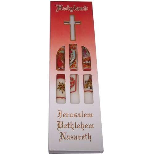 Velas de Pascua de Tierra Santa - Marcadas con Jerusalén, Belén y Nazaret