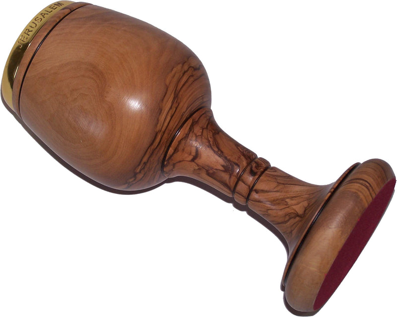 Copa del Mercado de Tierra Santa - Cáliz - Madera de Olivo Oscuro (8.5 Pulgadas Grande) - Inserto de Taza (4 Onzas de Capacidad)
