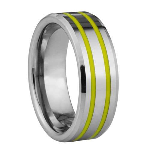 Anillo de tungsteno con incrustación de resina esmaltada - 8mm de ancho