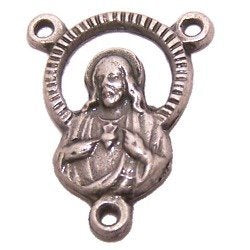 Sacred Heart with Mary Center piece - Pewter(1.7 cm-0.7")