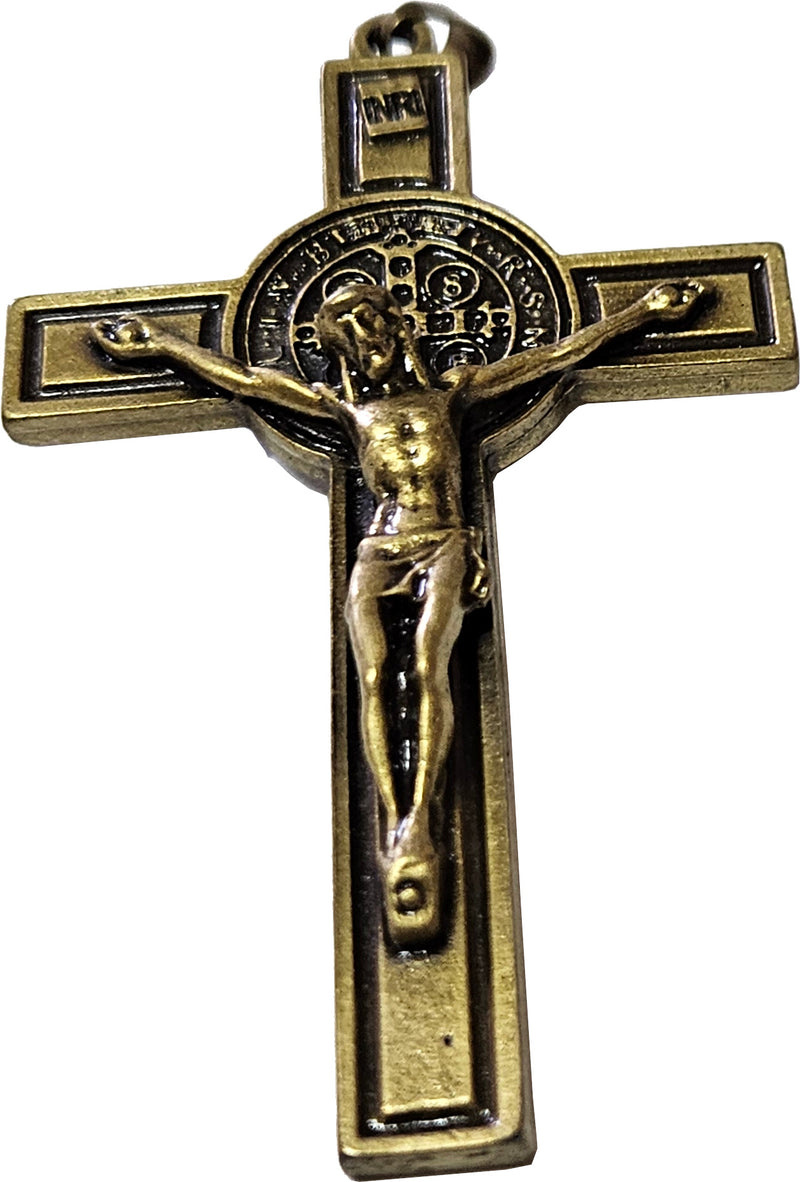 St. Benedict Rosary crucifix Golden - Extra Large - Bronze grade A (7.5 cm-3 Inches )