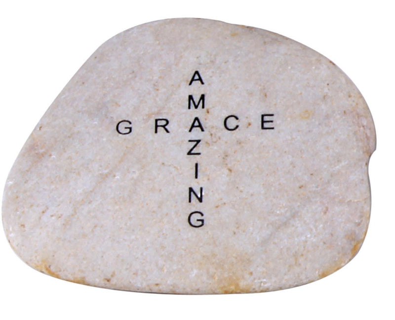 Holy Land Market - Amazing Grace Cross Extra Large Engraved Natural Stones from The Holy Land : 4-5 Inches