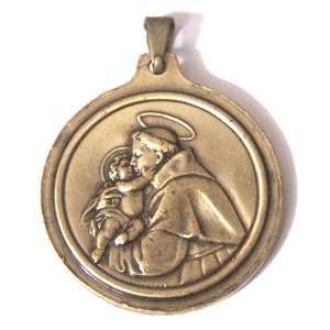 Medalla de bronce de San Antonio / San Cristóbal (3.2cm-1.3" de diámetro)