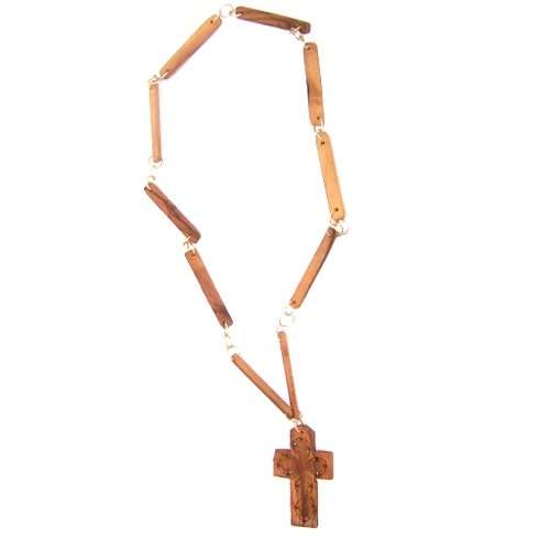 Collar tallado a mano de cruz extra grande - (colgante de 2.75 pulgadas y collar de 70 cm) con certificado