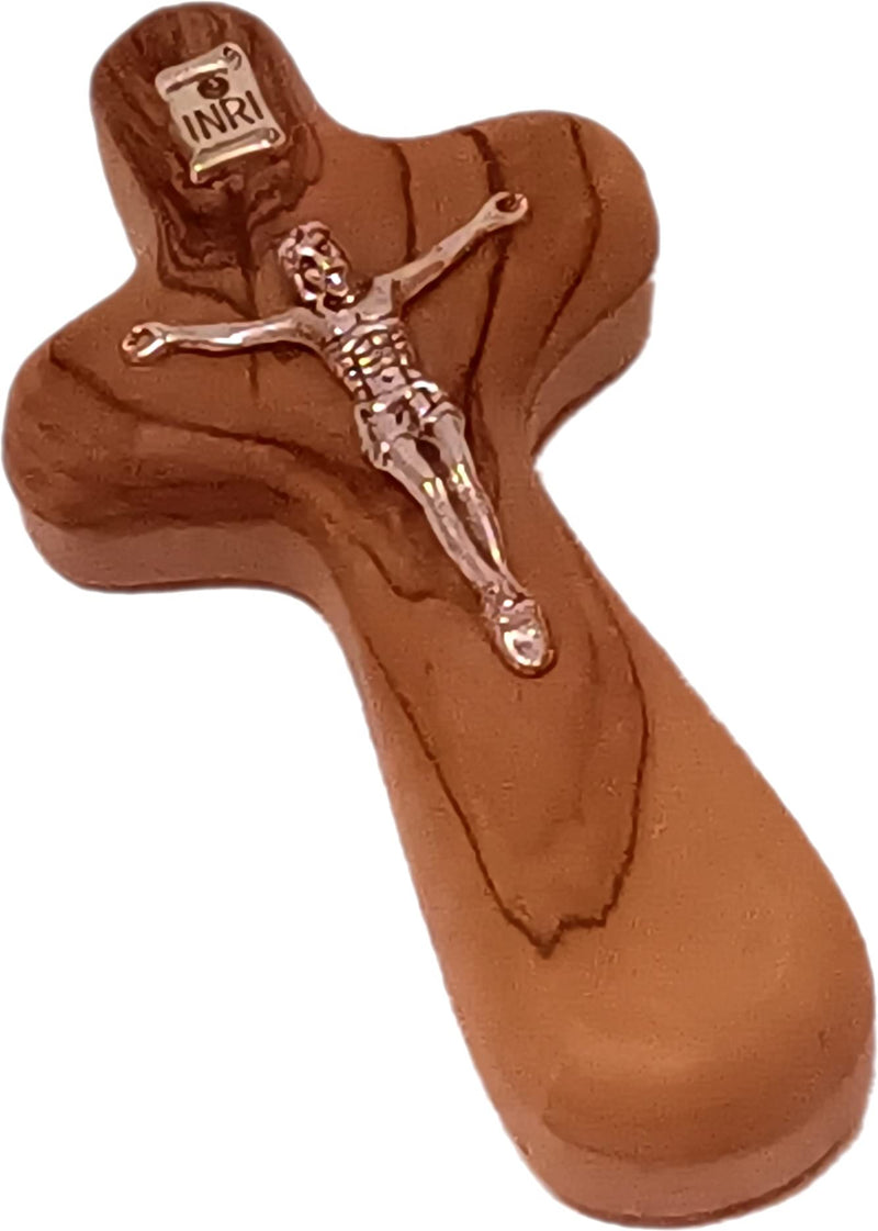 Catholic Hand Held Holding Comfort Crucifix - with bag and Cards (4 Inches)