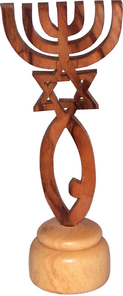 Sello mesiánico de Holy Land Market, símbolo de pie tallado en madera de olivo