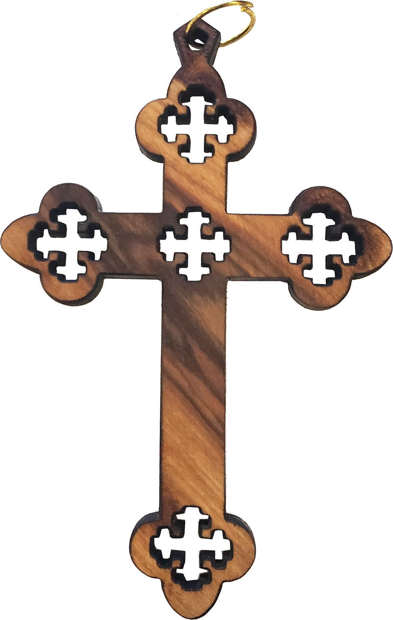 Olive wood Coptic Cross Laser Pendant(8cm or 3.15" long)