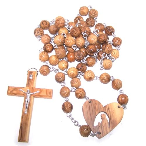 Holy Land Market Olive Wood Wall Rosary Made with Strong Metal Wire 18 Inches