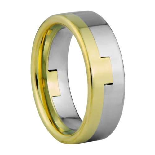 dos - 2 piezas Anillo de boda - Dos tonos, Altamente Pulido 18K Oro Ion o IP chapado