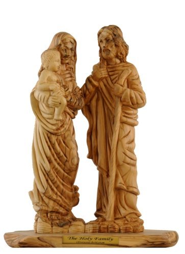 Holy Family Olive Wood Statue - Museum Quality (27x21cm or 11 inches high)