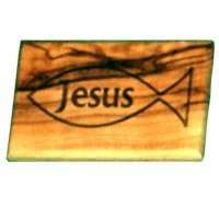 Imán de Jesús - madera de olivo (6x4 cm o 2.4x1.6")