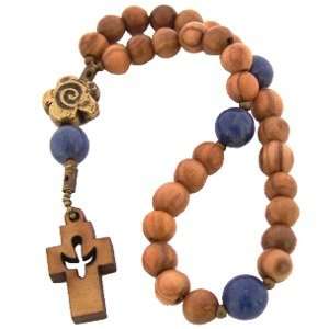 Rosario anglicano de madera de olivo con Lapez (16cm o 6.3" de largo)