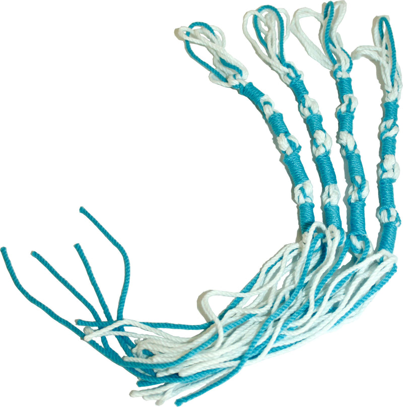 Tzitzits del Mercado de Tierra Santa (Juego de Cuatro) Blanco con Hilo Azul - Borlas (con Hilo del Mesías Azul Más Largo) (Azul Cielo)