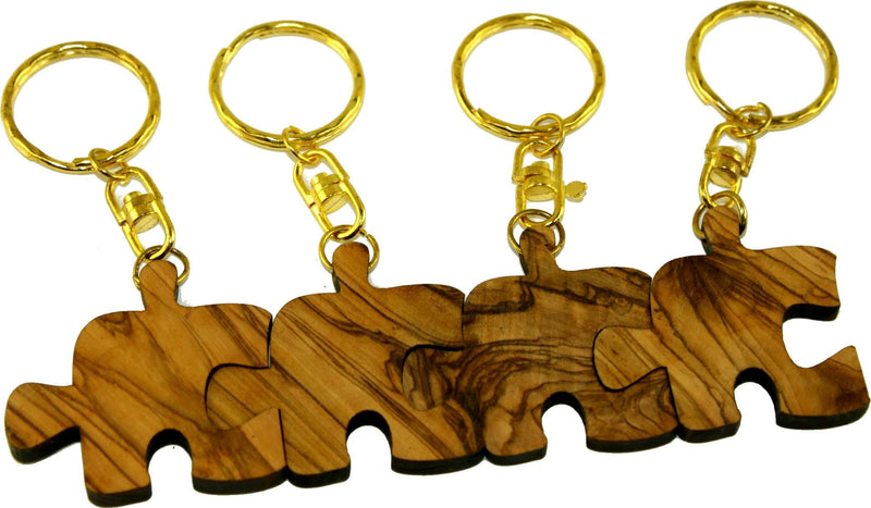 Cadena o anillo de llaves de madera de olivo con rompecabezas de autismo del Mercado de Tierra Santa - Símbolo de Familia, Amigos o Amantes para Siempre