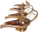 Holy Land Market Brass Aladdin Style Oil Lamps - Set of 4